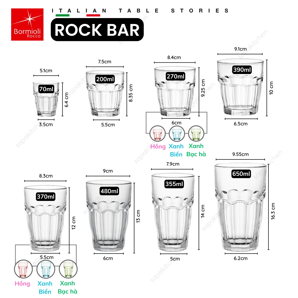 Ly thủy tinh chịu nhiệt Rock bar 37 cl hồng đào - Ảnh 12