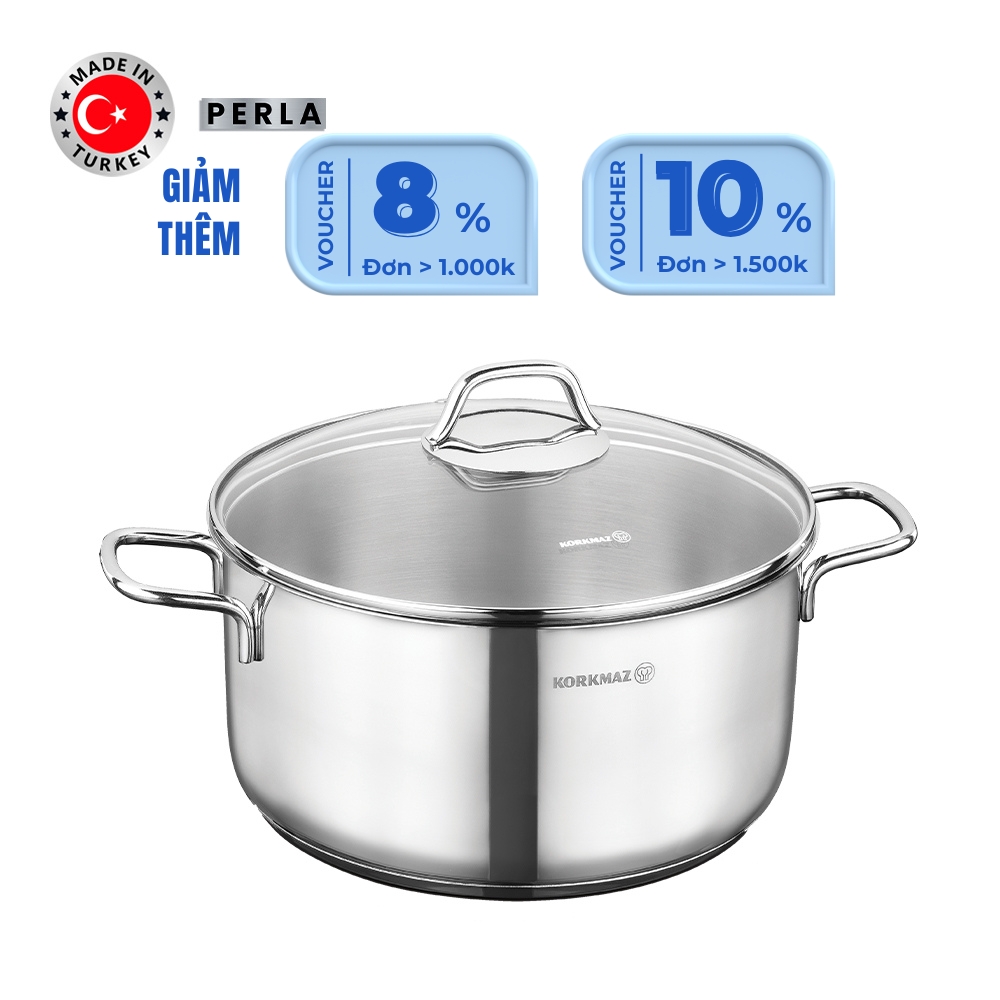 Nồi nấu bếp từ inox cao cấp Korkmaz Perla 8.5 lít - Ø28x14cm - A1572