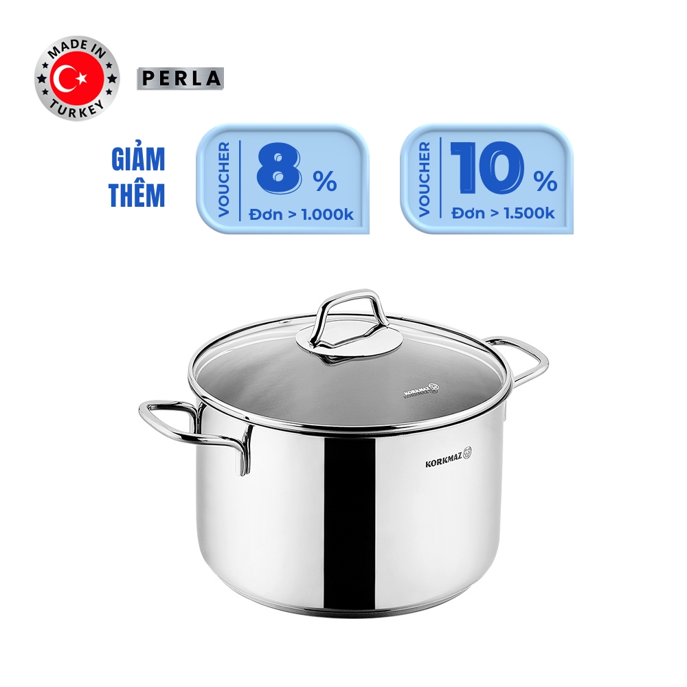 Nồi nấu bếp từ inox cao cấp Korkmaz Perla 4.8 lít thân cao - Ø20x16cm - A2698