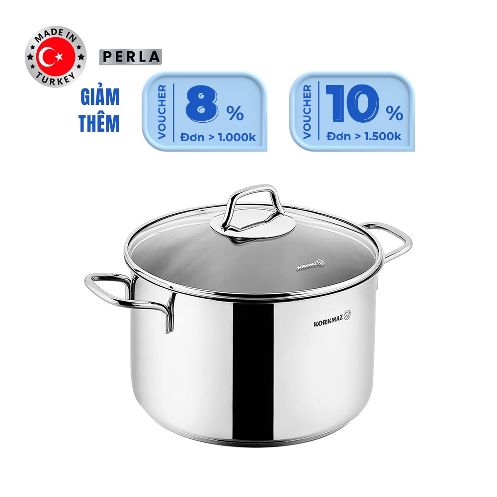 Nồi nấu bếp từ inox cao cấp Korkmaz Perla 7.8 lít thân cao - Ø24x17cm - A2699