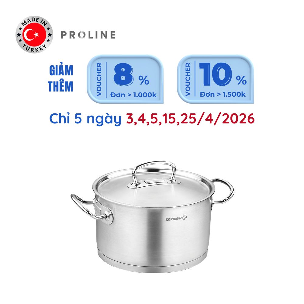 Nồi nấu bếp từ inox cao cấp Korkmaz Proline 2 lít - Ø16x10cm - A1160