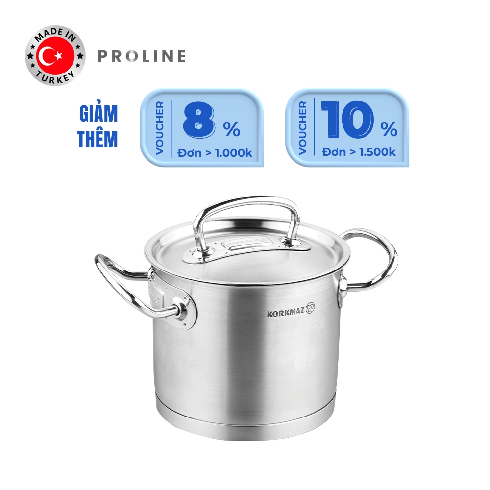Nồi nấu bếp từ inox cao cấp Korkmaz Proline 2.7 lít thân cao - Ø16x14cm - A1164