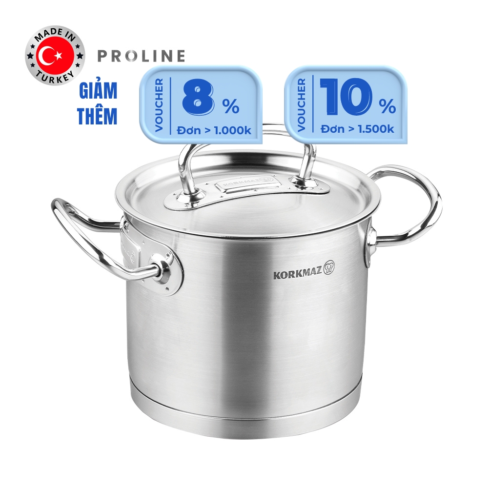 Nồi nấu bếp từ inox cao cấp Korkmaz Proline 9 lít thân cao - Ø24x20cm - A1166 - Ảnh 6