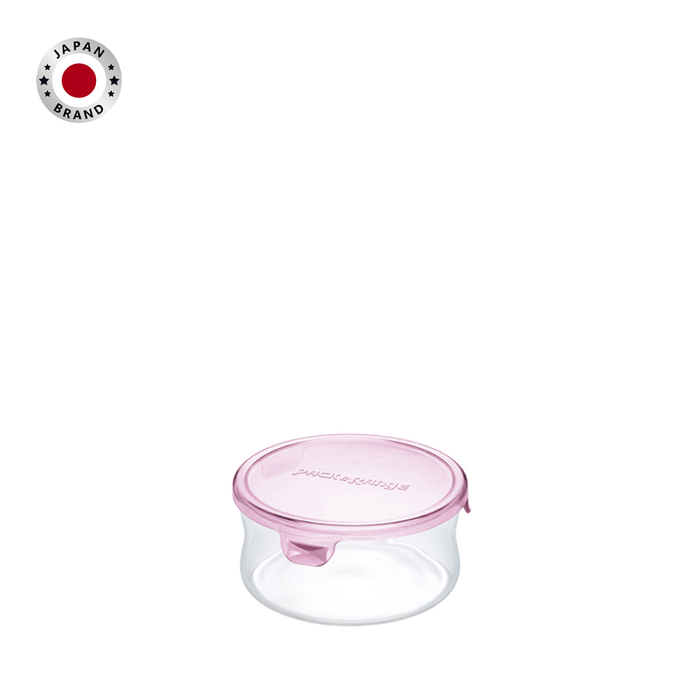 Hộp thủy tinh tròn chịu nhiệt, nắp hồng Iwaki 380ml - Ảnh 4