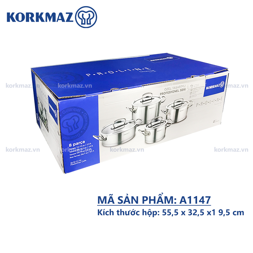 Bộ nồi bếp từ inox 4 món cao cấp Korkmaz Proline nắp kính 2L, 4L, 6.3L, 3.1L - A1147 - Ảnh 9