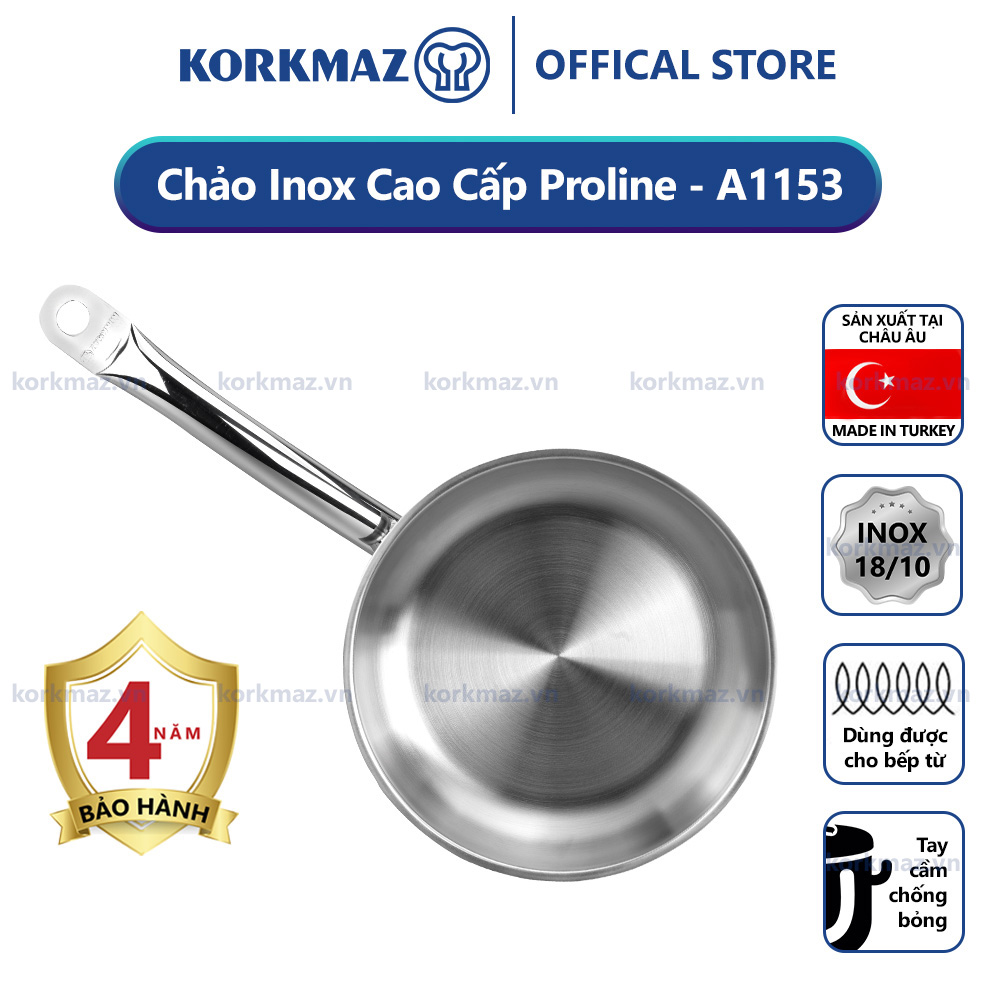 Chảo inox bếp từ cao cấp Korkmaz Proline 24cm - A1153 - Tặng 5 đĩa Nettuno 19cm - Ảnh 2
