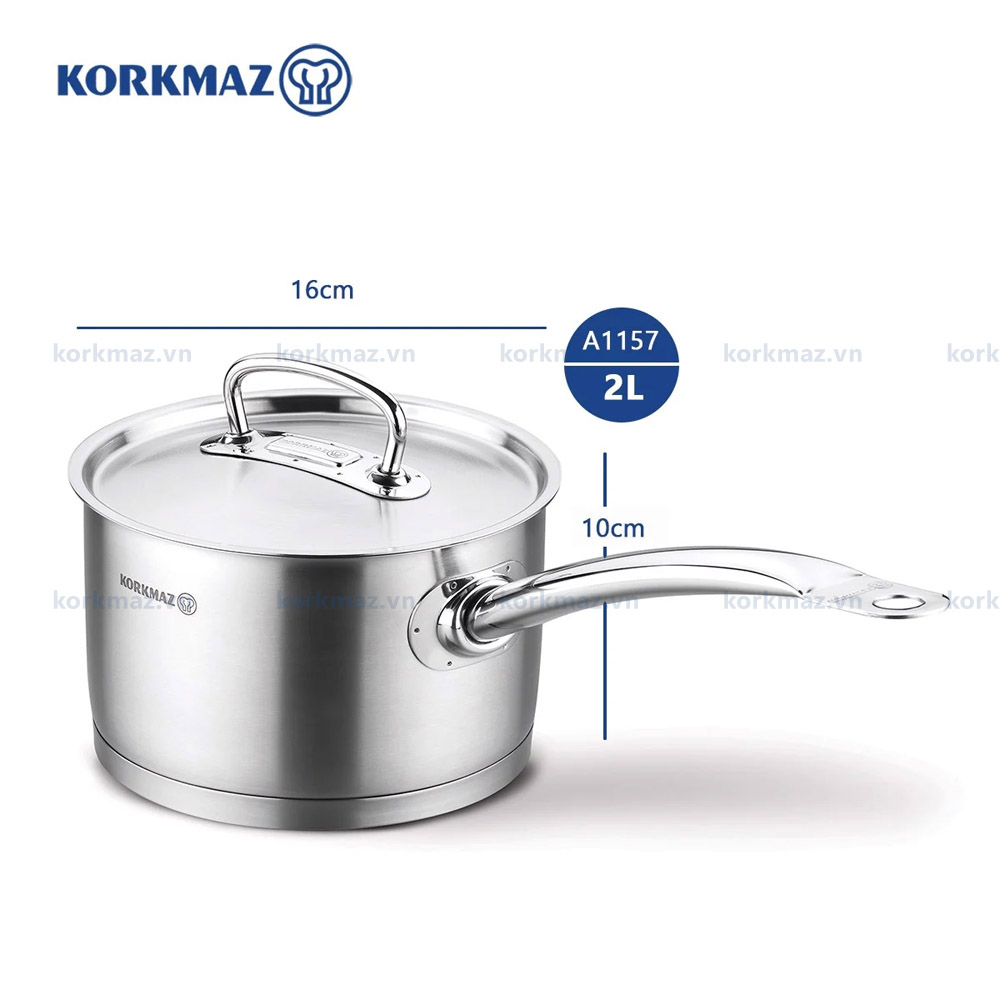 Quánh inox nấu bếp từ cao cấp Korkmaz Proline 2 lít có nắp inox - Ø16x10cm - A1157 - Ảnh 3