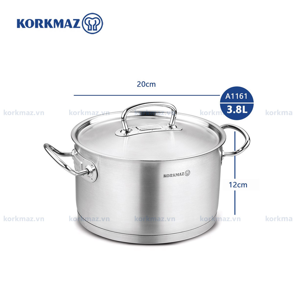 Nồi nấu bếp từ inox cao cấp Korkmaz Proline 3.8 lít - Ø20x12cm - A1161 - Ảnh 3