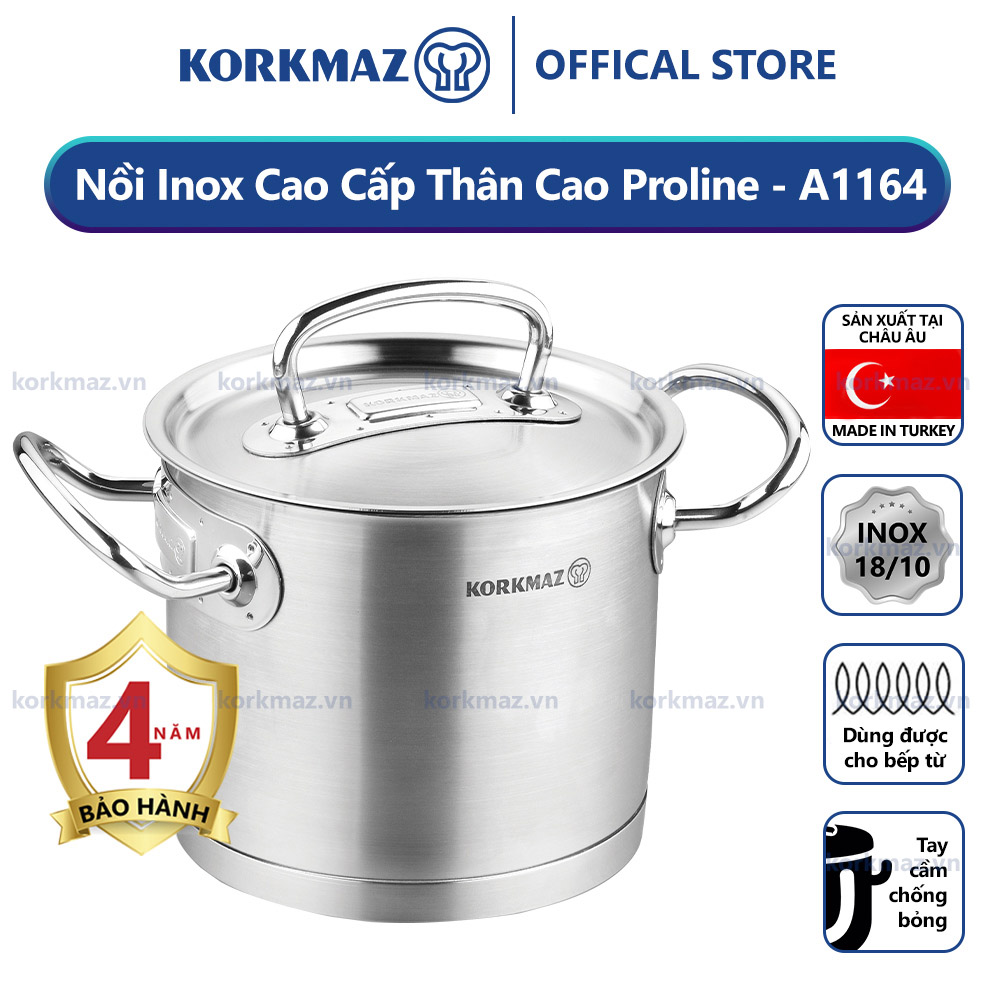 Nồi nấu bếp từ inox cao cấp Korkmaz Proline 2.7 lít thân cao - Ø16x14cm - A1164 - Ảnh 2