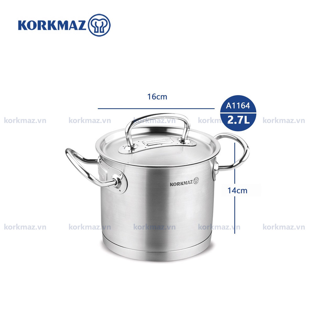 Nồi nấu bếp từ inox cao cấp Korkmaz Proline 2.7 lít thân cao - Ø16x14cm - A1164 - Ảnh 3