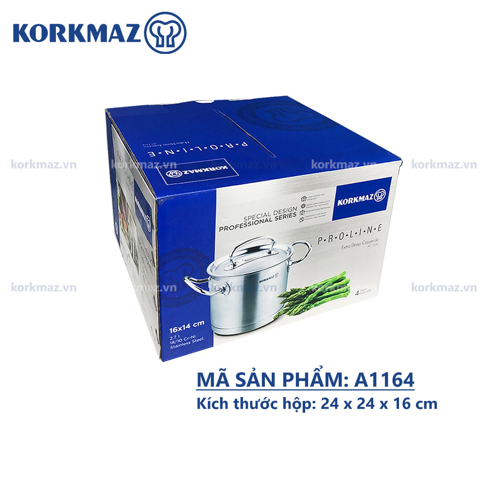 Nồi nấu bếp từ inox cao cấp Korkmaz Proline 2.7 lít thân cao - Ø16x14cm - A1164 - Ảnh 6