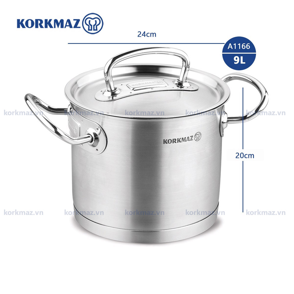 Nồi nấu bếp từ inox cao cấp Korkmaz Proline 9 lít thân cao - Ø24x20cm - A1166 - Ảnh 2
