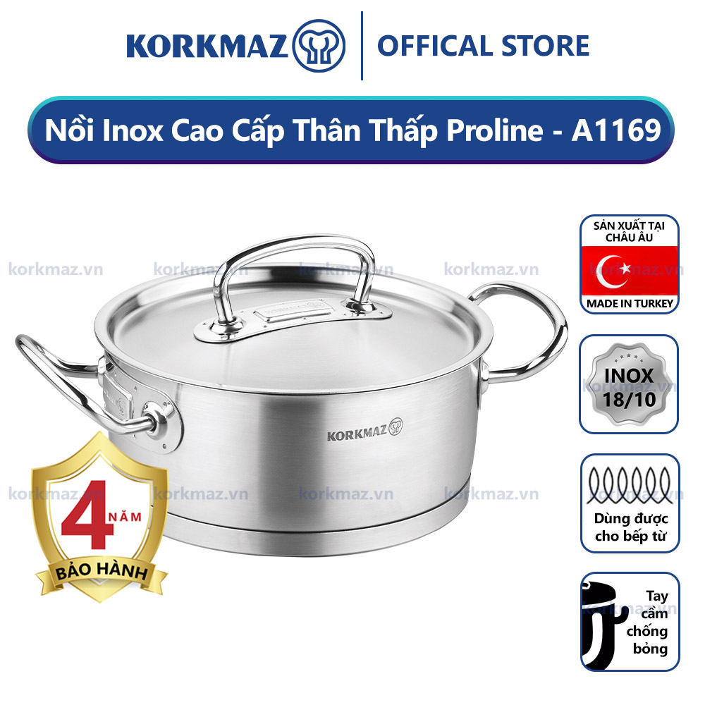 Nồi nấu bếp từ inox cao cấp Korkmaz Proline 2.8 lít thân thấp - Ø20x9cm - A1169 - Ảnh 2