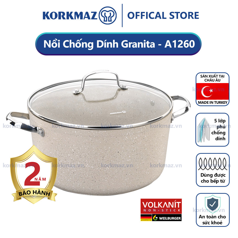 Nồi chống dính bếp từ Korkmaz Granita 3 lít - Ø20x10.5cm - A1260 - Ảnh 2