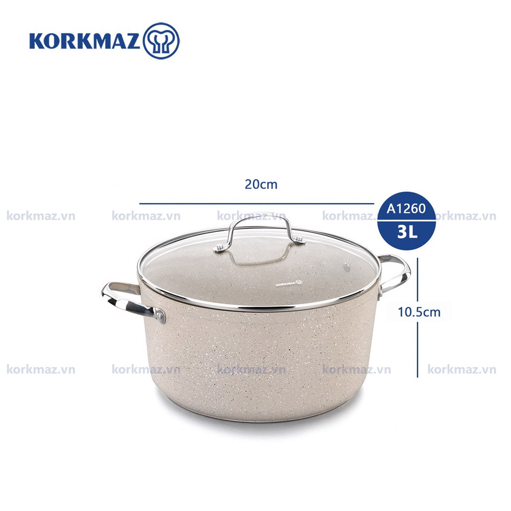 Nồi chống dính bếp từ Korkmaz Granita 3 lít - Ø20x10.5cm - A1260 - Ảnh 3