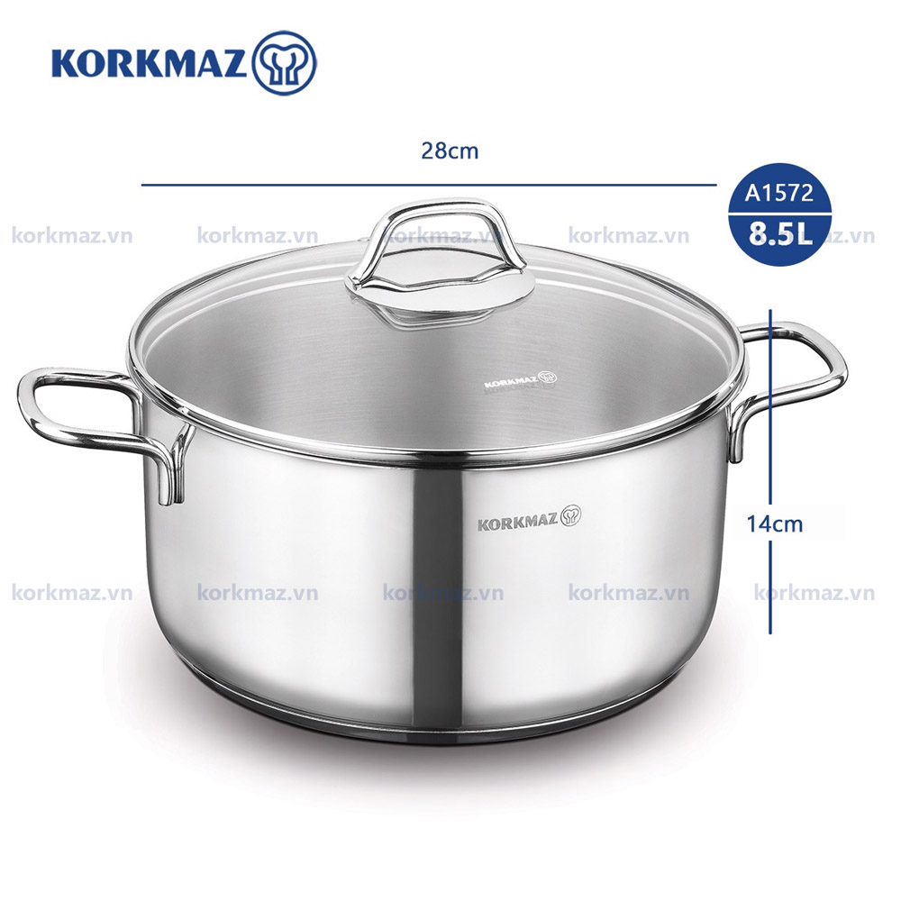 Nồi nấu bếp từ inox cao cấp Korkmaz Perla 8.5 lít - Ø28x14cm - A1572 - Ảnh 3