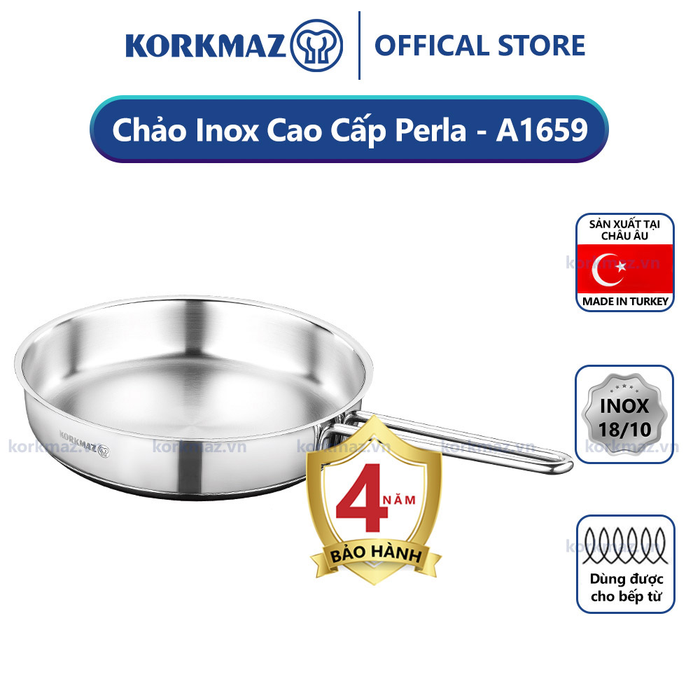 Chảo nấu bếp từ inox cao cấp Korkmaz Perla - Ø24cm - A1659 - Ảnh 2
