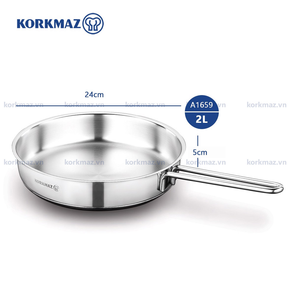 Chảo nấu bếp từ inox cao cấp Korkmaz Perla - Ø24cm - A1659 - Ảnh 3