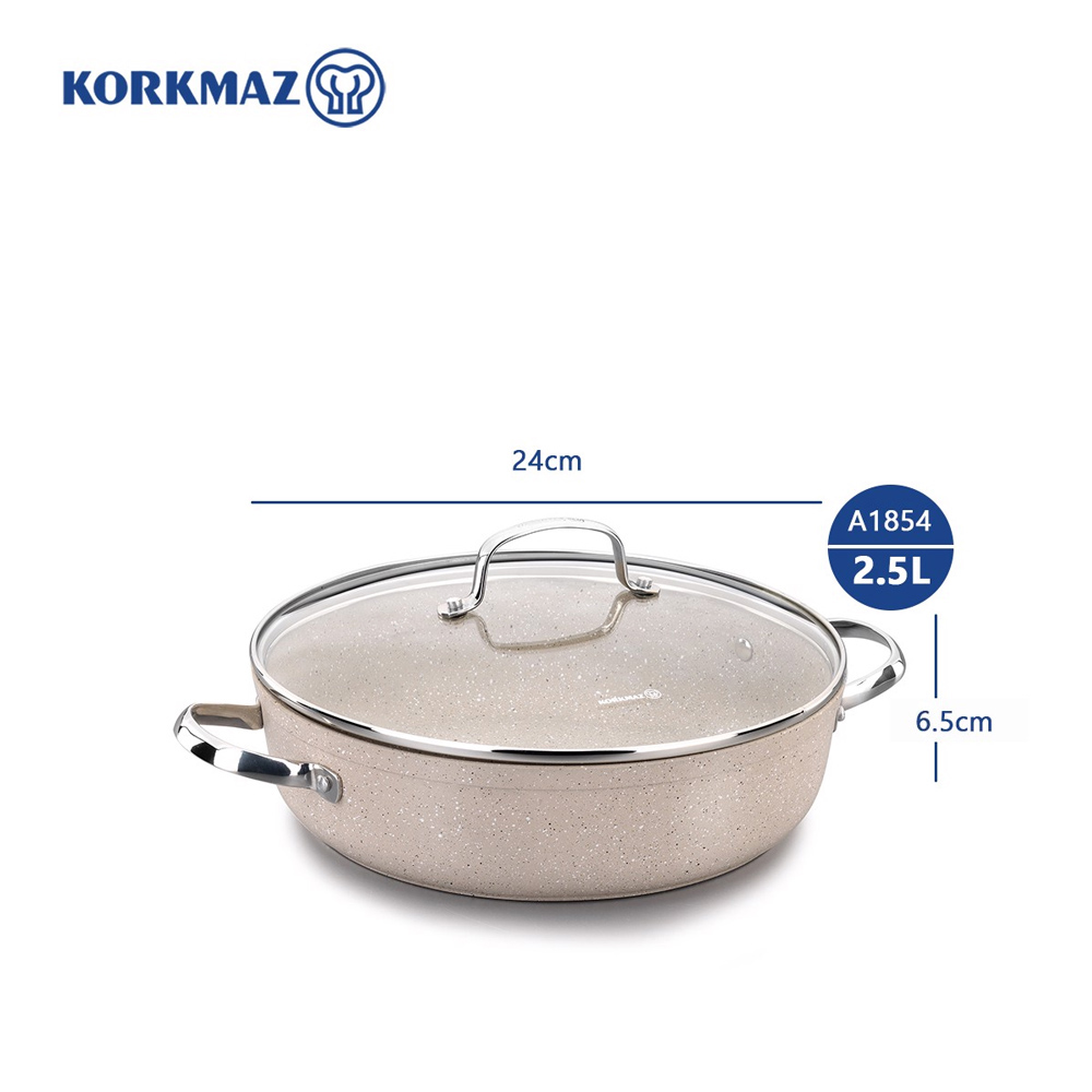 Nồi chống dính bếp từ cao cấp Korkmaz Granita thân thấp 2.5 lít - Ø24x6.5cm - A1854 - Ảnh 3