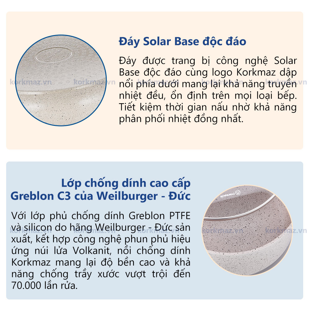 Chảo chống dính bếp từ Korkmaz Granita 2 lít - Ø24cm - A1855 - Ảnh 5