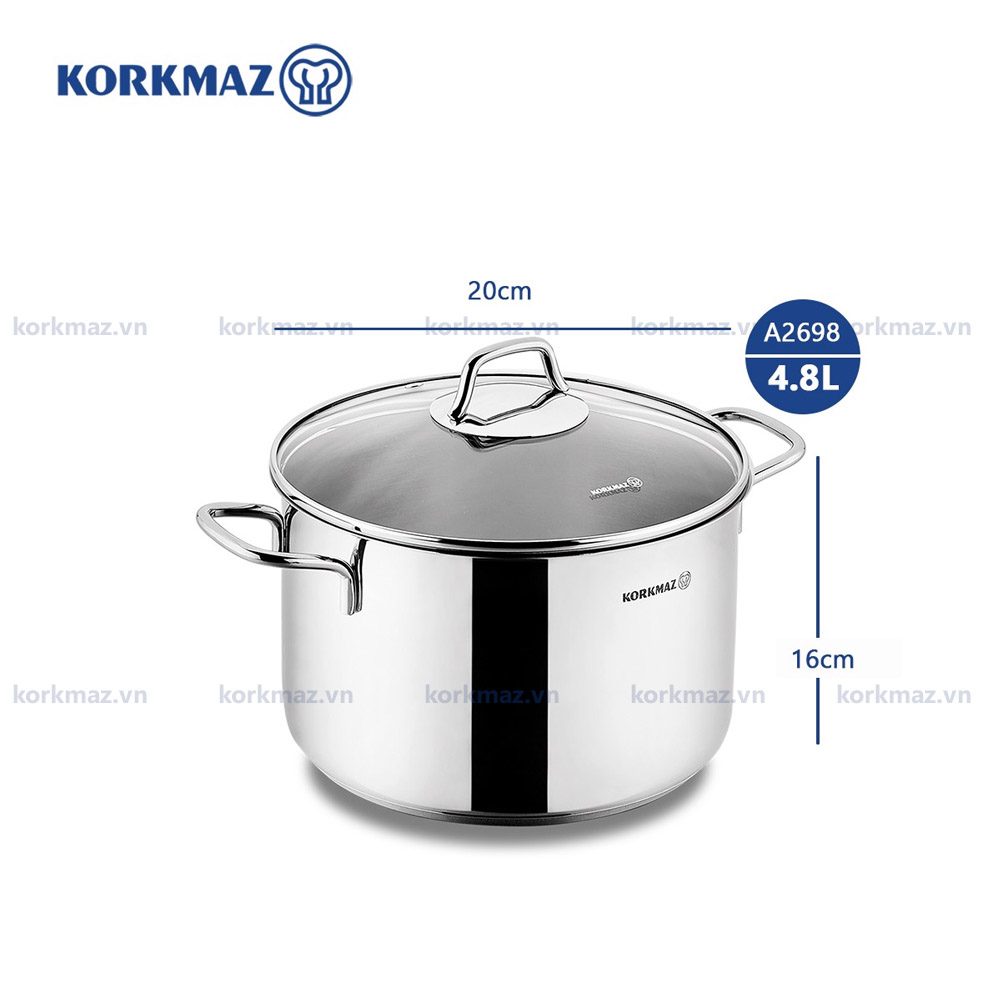 Nồi nấu bếp từ inox cao cấp Korkmaz Perla 4.8 lít thân cao - Ø20x16cm - A2698 - Ảnh 5