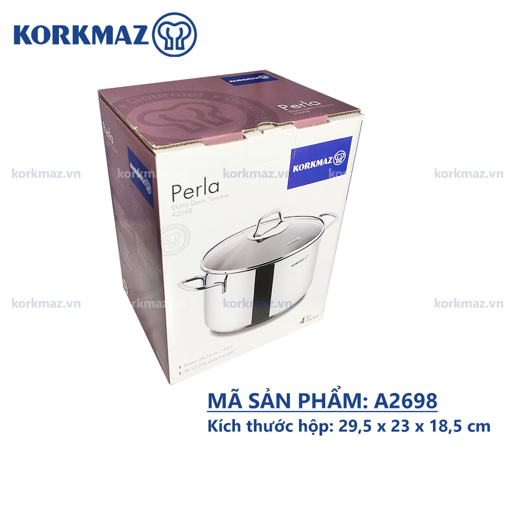Nồi nấu bếp từ inox cao cấp Korkmaz Perla 4.8 lít thân cao - Ø20x16cm - A2698 - Ảnh 6