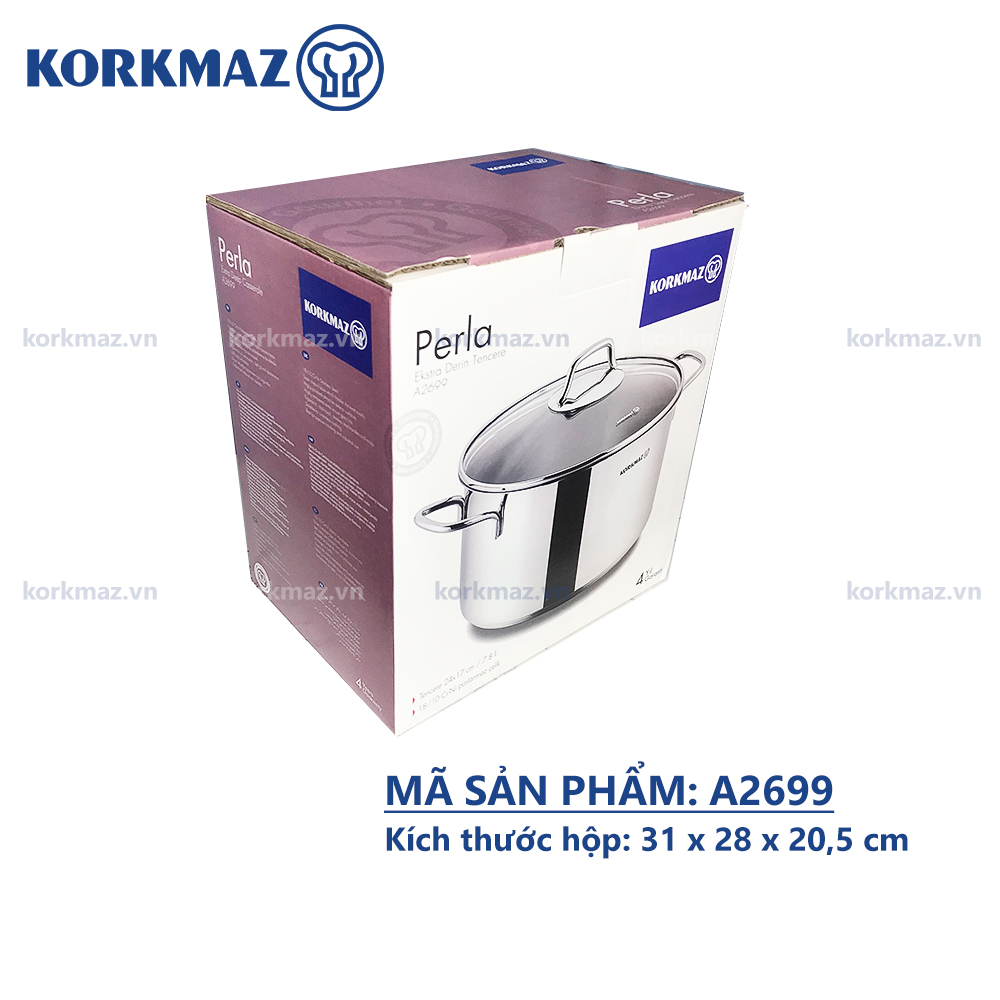 Nồi nấu bếp từ inox cao cấp Korkmaz Perla 7.8 lít thân cao - Ø24x17cm - A2699 - Ảnh 6