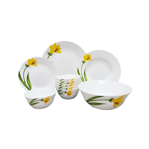 Bộ chén đĩa thủy tinh Diva Ivory Canary Arch 10 món (La Opala) - Ảnh 5
