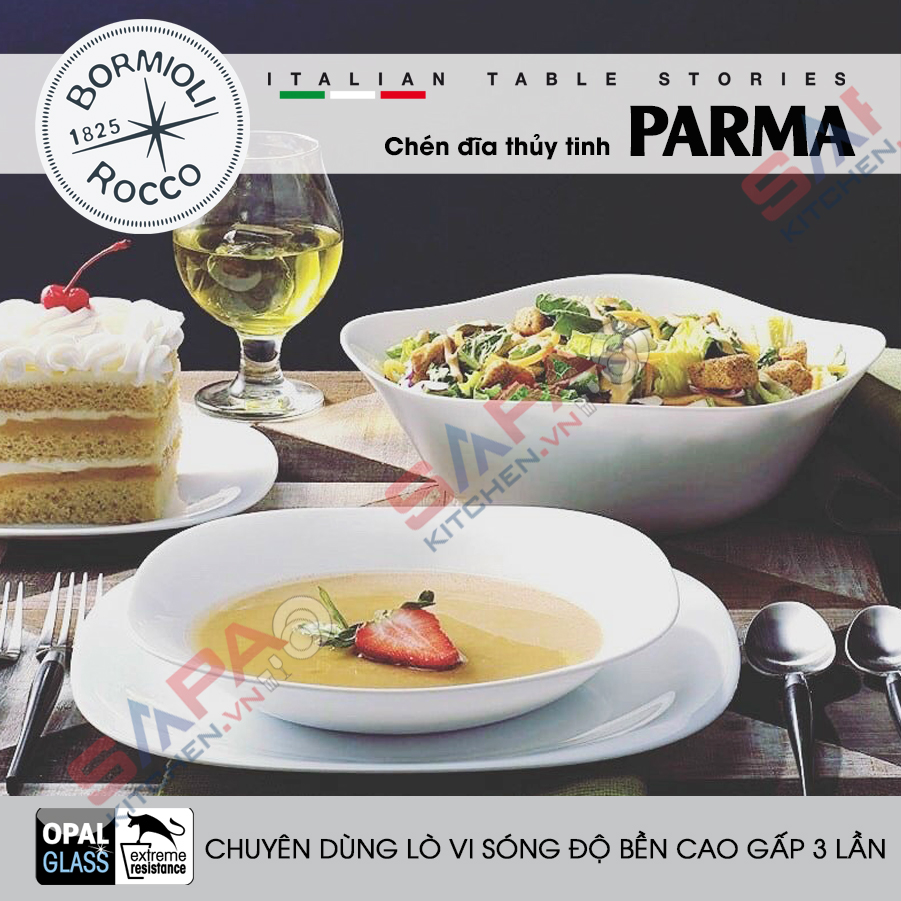 Bộ chén đĩa thủy tinh vuông Parma 12 món - Ảnh 8