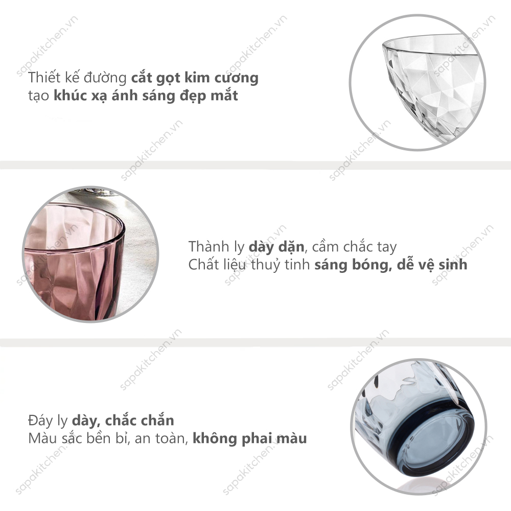 Ly thủy tinh Diamond 47cl màu tím - Ảnh 6