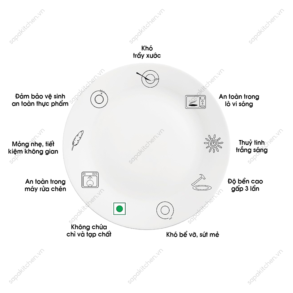 Bộ chén đĩa thủy tinh Diva Ivory Blush 12 món (La Opala) - Ảnh 5