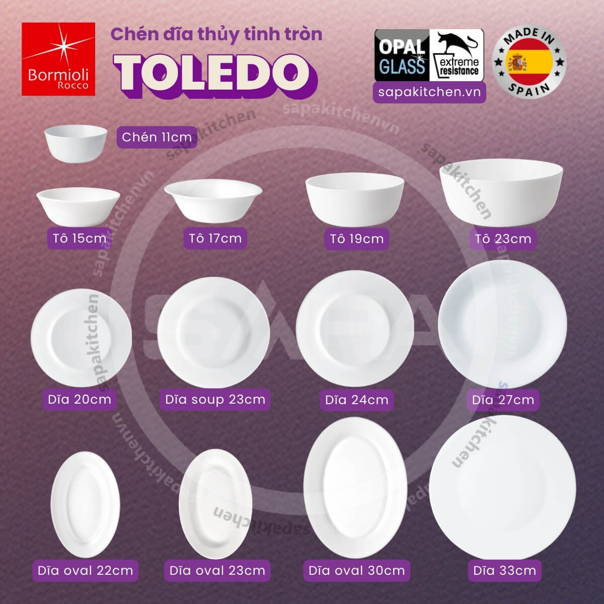 Đĩa thủy tinh oval lớn Toledo 30 cm - Ảnh 5
