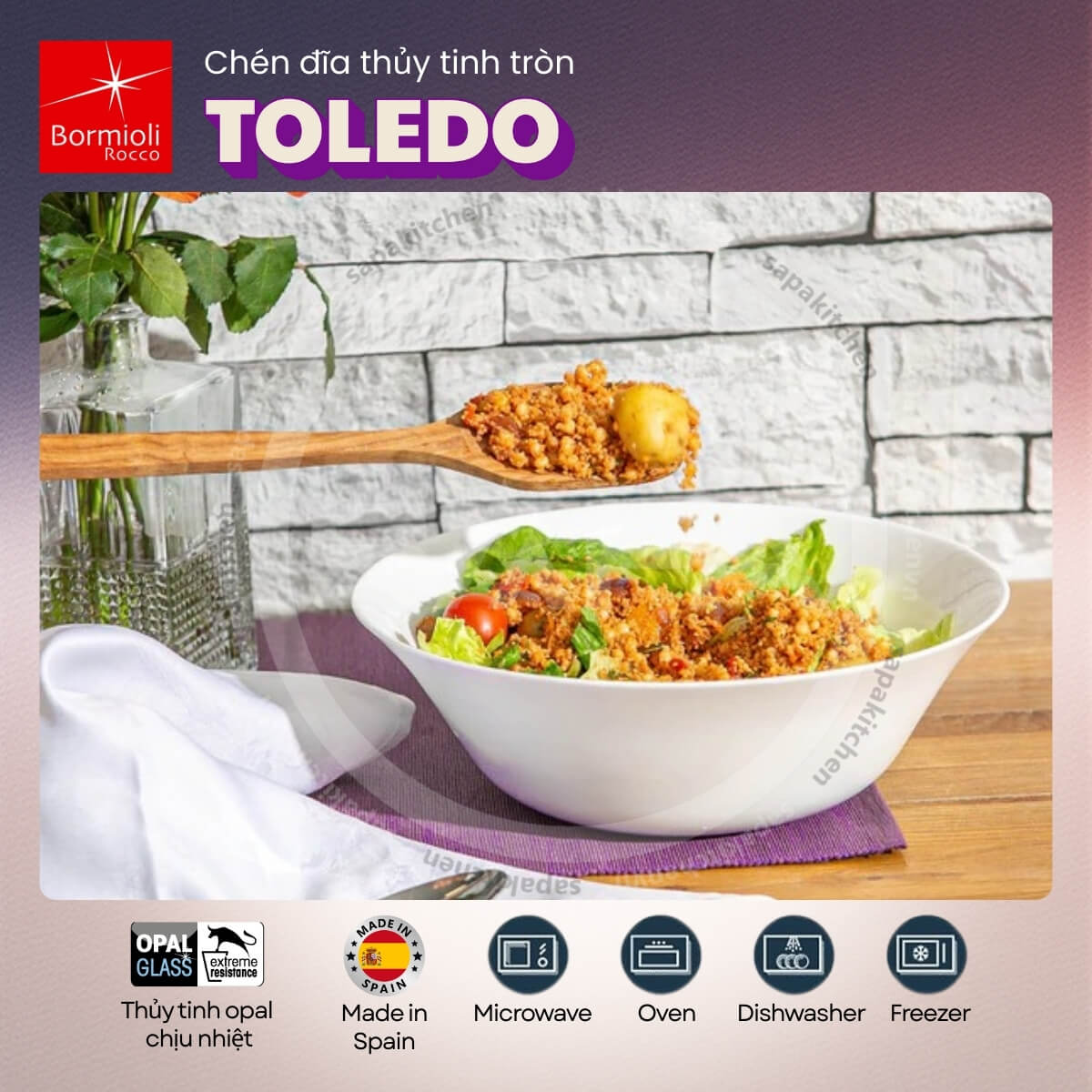 Tô thủy tinh tròn loe Toledo 17 cm - Ảnh 2