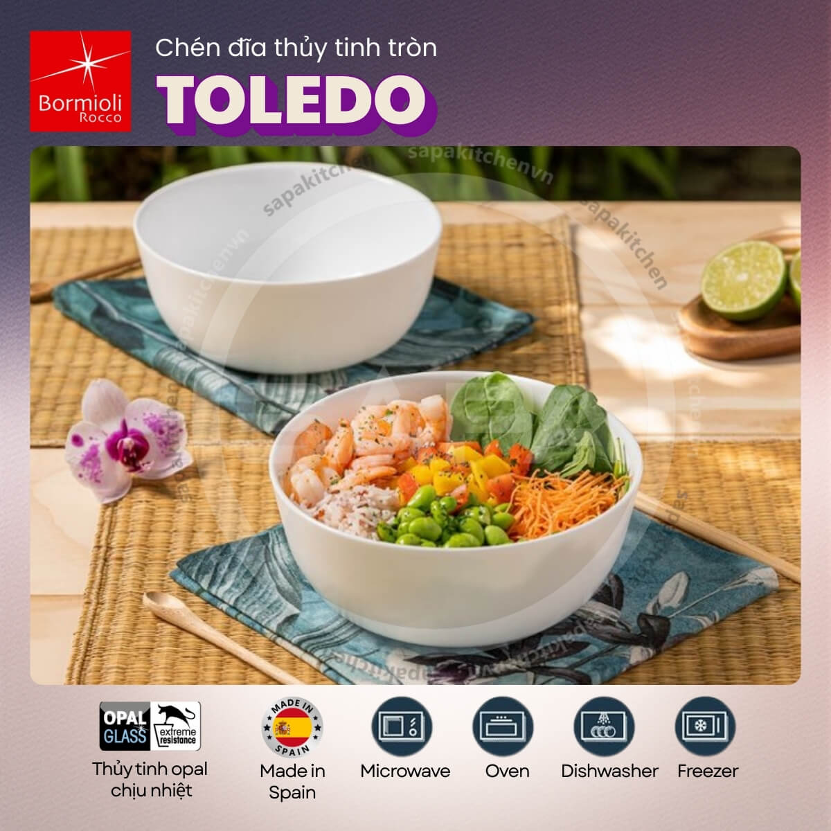 Tô thủy tinh tròn Toledo 19 cm - Ảnh 2