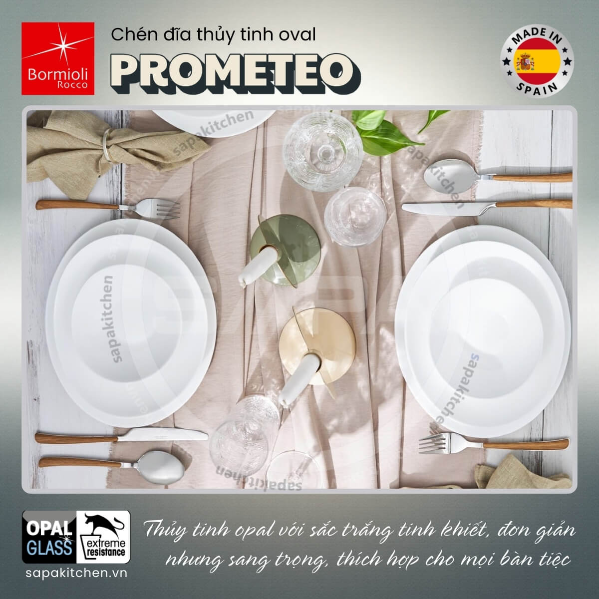 Đĩa thủy tinh oval lớn Prometeo 32 x 26 cm - Ảnh 5