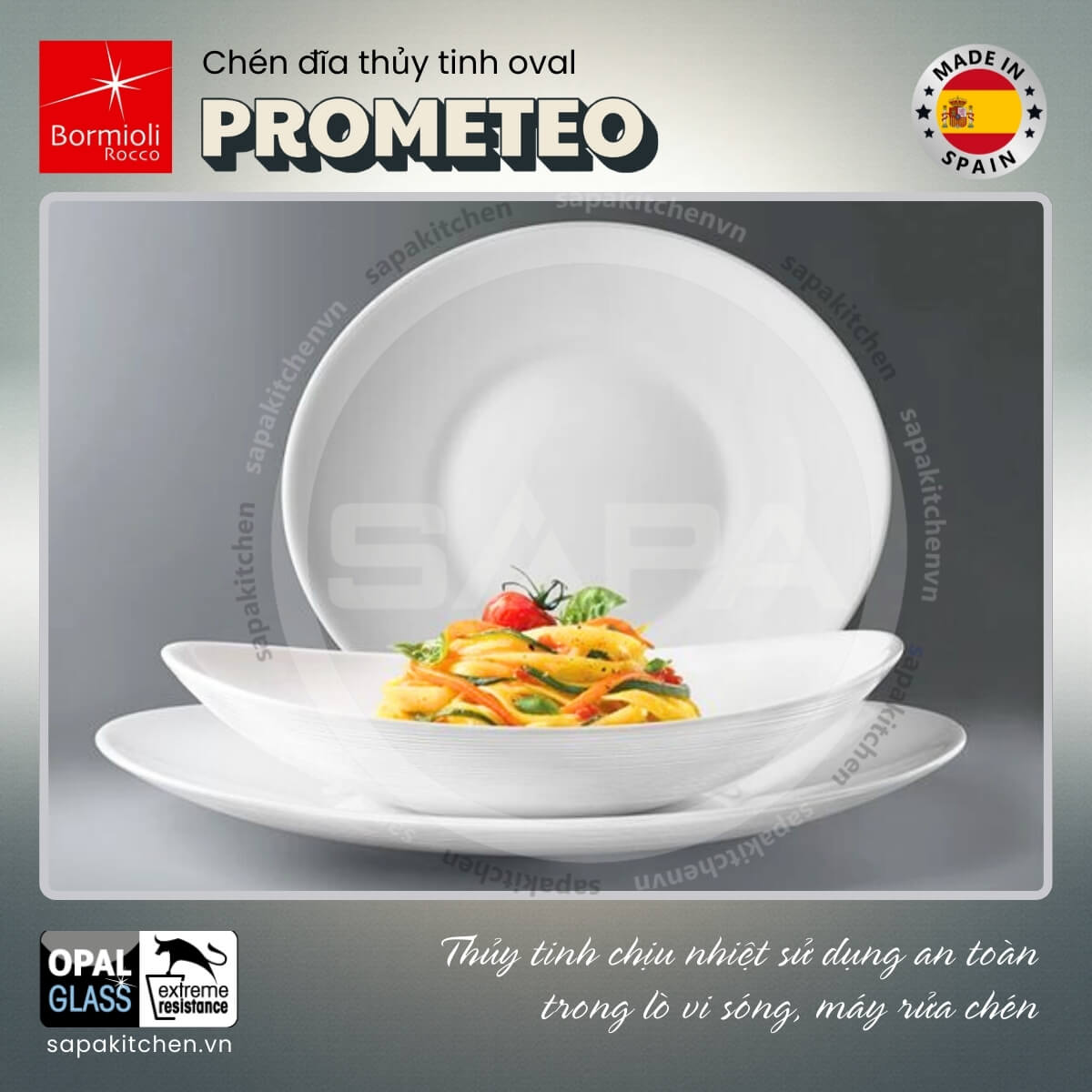 Đĩa thủy tinh oval lớn Prometeo 27 x 24 cm - Ảnh 4
