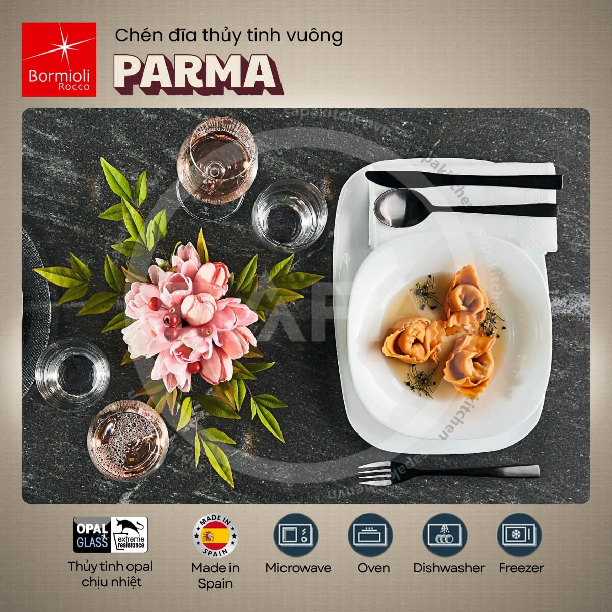 Đĩa thủy tinh chữ nhật lớn Parma 24 x 34 cm - Ảnh 3