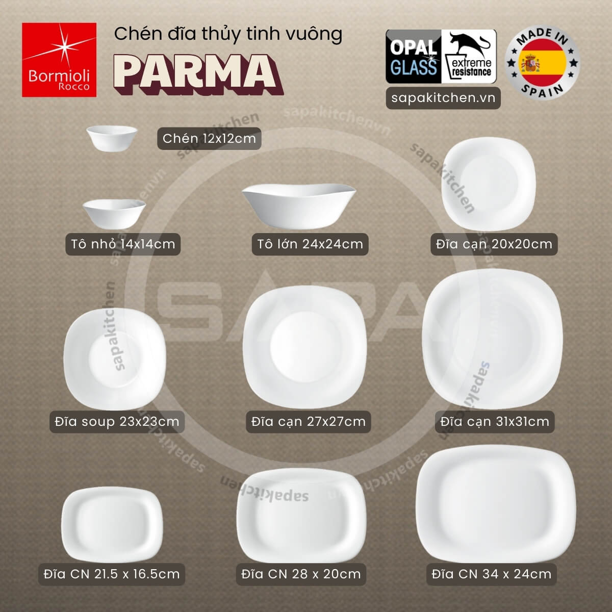 Tô thủy tinh vuông nhỏ Parma 14 cm - Ảnh 4
