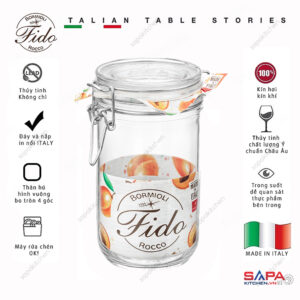 Hũ thủy tinh nắp cài kín hơi thân cao Fido 750ml