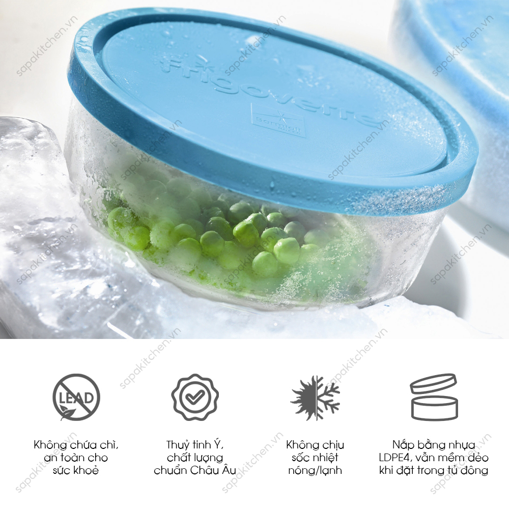 Hộp thủy tinh trữ đông Frigoverre chữ nhật 13x10 - 400ml - Ảnh 3