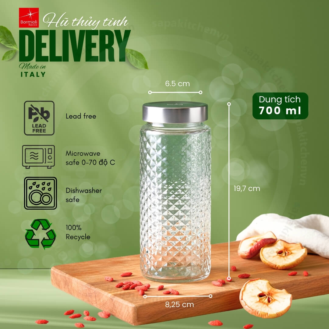 Hũ thủy tinh nắp vặn Delivery 700 - Ảnh 4