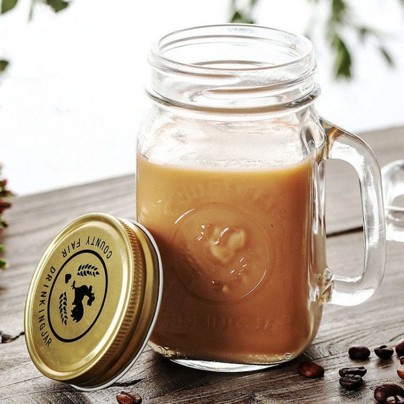 Ly thủy tinh tay cầm nắp vặn 450ml - SAPATA - Ảnh 2