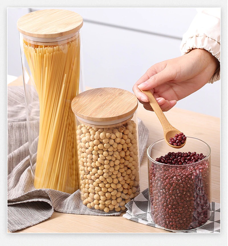 Hũ thủy tinh tròn nắp tre hít kín hơi 2L - SAPATA - Ảnh 4