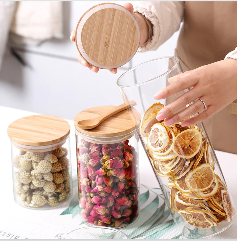 Hũ thủy tinh tròn nắp tre hít kín hơi 2L - SAPATA - Ảnh 5