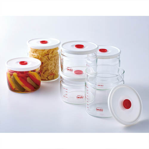 Hũ thủy tinh tròn cao chịu nhiệt, nắp hít kín hơi Iwaki 550ml - Ảnh 2