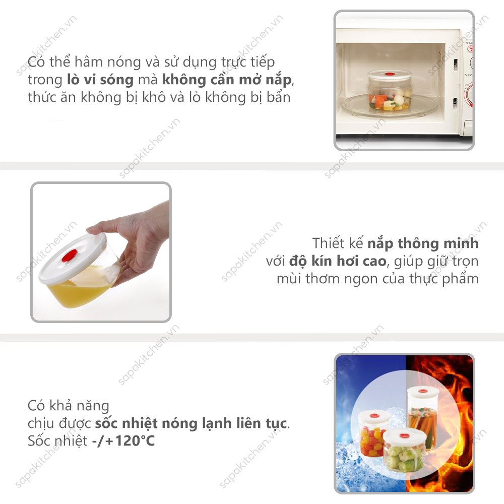Hũ thủy tinh tròn chịu nhiệt, nắp hít kín hơi Iwaki 550ml - Ảnh 12