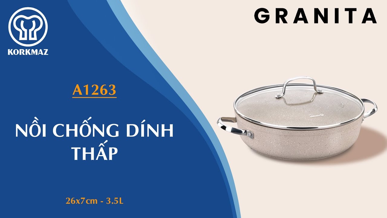 Nồi chống dính bếp từ thấp Korkmaz Granita 3.5 lít - Ø26x7cm - A1263 - Ảnh 8
