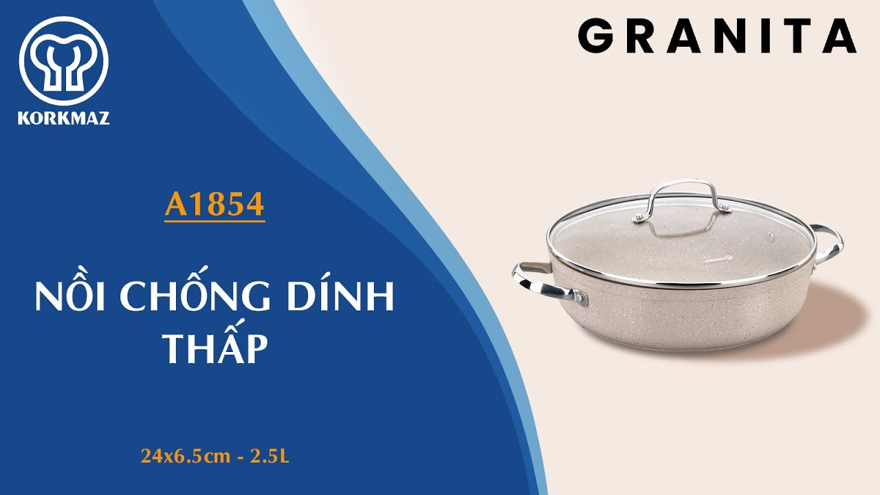 Nồi chống dính bếp từ cao cấp Korkmaz Granita thân thấp 2.5 lít - Ø24x6.5cm - A1854 - Ảnh 8