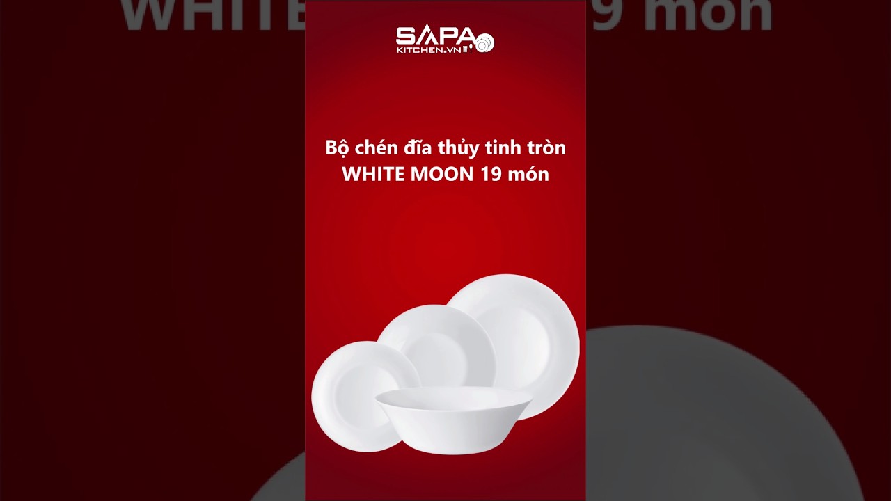 Bộ chén đĩa thủy tinh tròn White moon 19 món - Ảnh 7