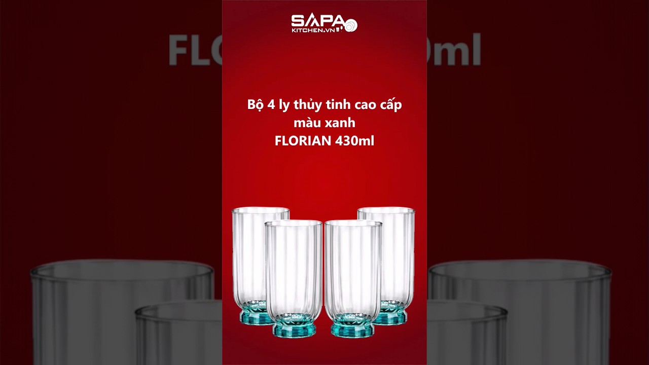Bộ 4 ly thủy tinh cao cấp Florian 43cl màu xanh - Ảnh 8